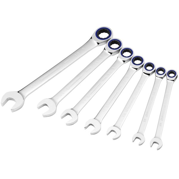 Powerbuilt 7 Pc SAE 100T Ratcheting Wrench Set 642761